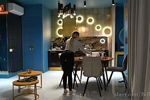 sexy housekeeper serves her boss with her tight anal