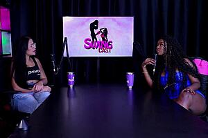 Emily louise shows off in sheer red, cumming hard.