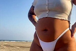 Hell Yeah! Today I’m Just Gonna Suck It Real Good on This Beach With My Redhead Pussy Flashing!