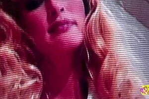 Two blonde lesbians lick and kiss while using dildos to orgasm