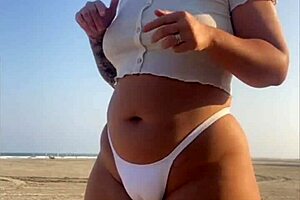 Hell Yeah! Today I’m Just Gonna Suck It Real Good on This Beach With My Redhead Pussy Flashing!