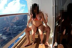 I gave my girlfriend a blowjob on the cruise ship's deck while she crossdressed