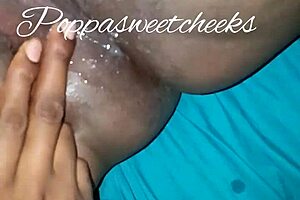 Ebony BBW squirts during intense fingering and creampie surprise!
