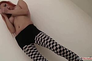 red-haired teen 18+ with chubby body bends over for doggystyle, riding and getting her big ass handled