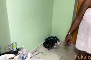 Horny Stepbrother Fucks Curvy Ebony Stepsister with Big Black Cock After Parents Leave