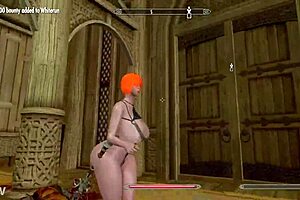 Redhead chick with big ass riding cock in Skyrim