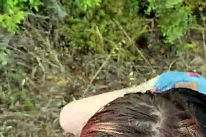 Petite milf gives outdoor blowjob during wild nature trip in Cyprus