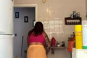 My husband caught me flashing while washing the balcony in my bikini, feeling exposed.