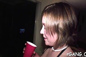 Guys gangbang cute chicks hard at the party?