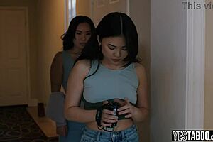 tiny asian teen explores bdsm with bestie and bf