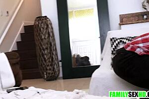 A stepdaughter continues to tease her stepfather, not giving him rest