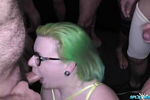 Lusty inked slut isabel dean takes bukkake facials with louise lee