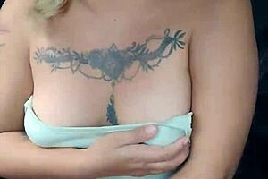 Latina Amateur Flashes Natural Tits and Panties in Highway Car