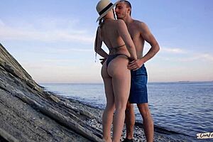 Couple ignoring shame, making love openly on the beach