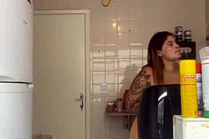 My husband caught me flashing while washing the balcony in my bikini, feeling exposed.