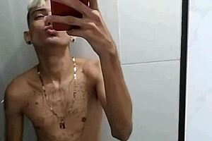 I jerk off solo in the bathroom after soccer game, feeling so horny