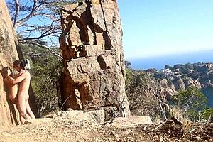 hot couple bangs outdoors in the middle of a public path, pure amateur thrill.