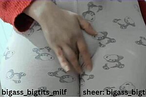 In pajamas, this milf masturbates her big ass and camel toe with dildo and vibrator.