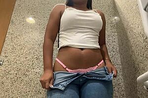 Colombian Babe Masturbates Wet Pussy In Shopping Bathroom