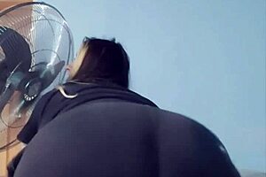 bbw babe teases you in tight yoga shorts, shaking that big ass