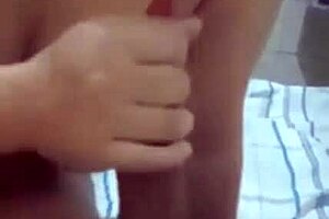 Naughty wife confesses while husband jerks off