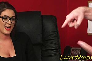 Cfnm domina humiliates in office