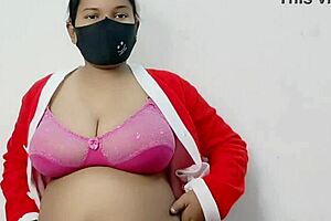 these mature pregnant women flaunting their big tits in christmas?