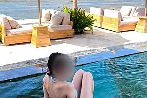 The blue bikini that a Japanese girl is wearing