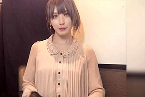 Bob-Haired Japanese Ladyboy Quietly Masturbates While Teasing Nipples in Personal Video
