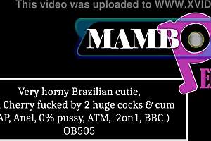 Intense double penetration of a hot Brazilian slut