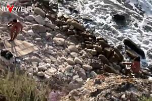 beach voyeur catches horny chick getting slammed by stranger right on sandy shore, wow! 😍