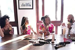 black couple in rio exploring sheer red lingerie