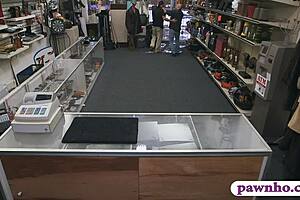 Hidden cam catches customer's wife getting railed by pawn keeper at work.