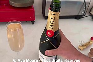 pretty brunette squirts in front of neighbors, sucks big cock for cum on tits