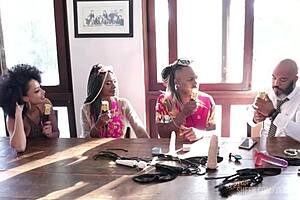 black couple in rio exploring sheer red lingerie