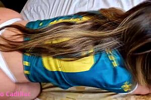 Latina fitness babe pounded hard with cum in mouth