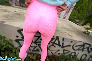 Public agent catches fitness milf Kristina Grace for hard fast POV fuck and orgasm!