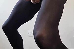 I watch my big tranny cock cum in panyhose stockings