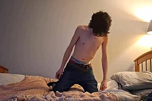 Skinny Girl's First Pillow Humping Orgasm in Ages