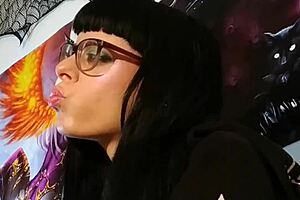 Kissing and licking lips with pretty pink lipstick, ASMR whispers
