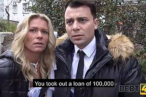 Russian woman delays debt with roxy lips on debt4k