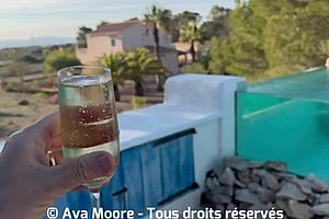 pretty brunette squirts in front of neighbors, sucks big cock for cum on tits