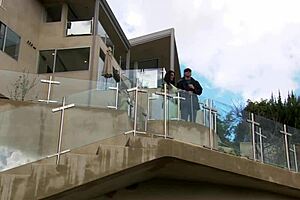 Beautiful brunette milf mom gets licked and fucked by monster cock in heels