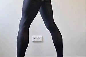 I watch my big tranny cock cum in panyhose stockings