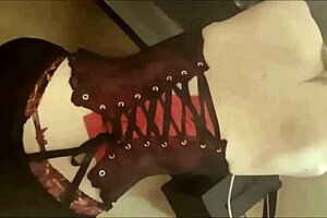 Amoul solo 855 - white slut wears corset and thong
