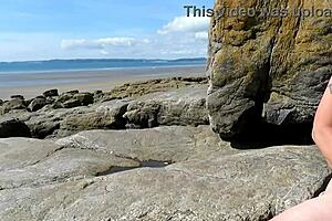 Naughty Housewife Misbehaves on the Beach Outdoors