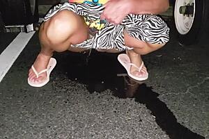 being a pee queen in lingerie, flashing nipples