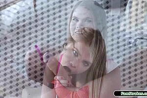 18yo stepsis sucks stepbro's monster cock for car