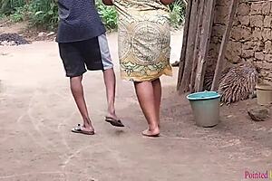 Thick ass ebony bitch fucks boyfriend in the bush.