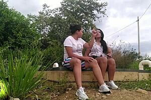 Latina gives oral in public park.